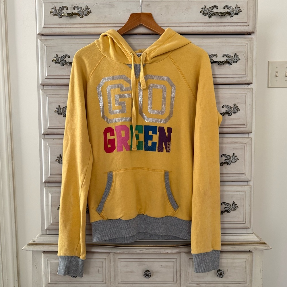 Pink Victoria’s Secret Yellow Cotton Hooded Sweatshirt